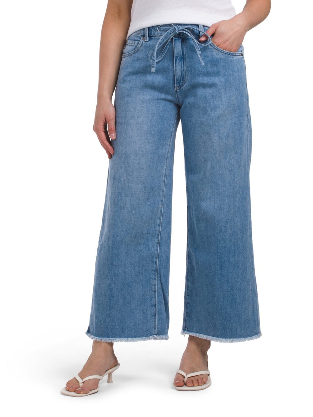 KOBI HALPERIN Wide Leg Jeans High Rise Drawstring Light Indigo Kim Size 28 NWT